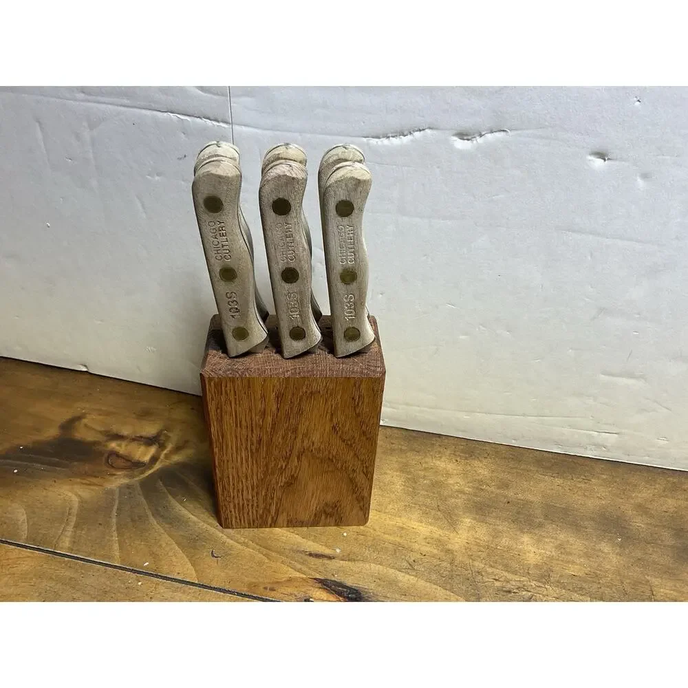 Chicago Cutlery Set of Six 103s Steak Knives w/ Block MSS6 4